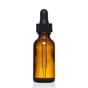 Amberkleurige glazen druppelfles van 2 oz