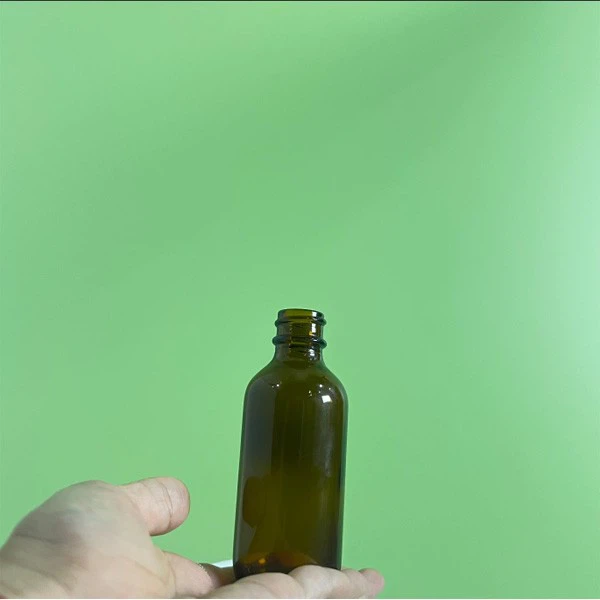 2oz (60ml) Amber Boston Round Glass Bottle - 20-400 Neck